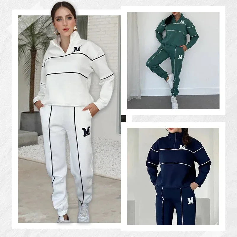 Womens 2 Piece Outfits Lounge Hoodless Pullover Sweatshirt Sweatsuit Sets Sweatshirt Baggy Fashion Sweatpants With Pockets - DanaFashionstore