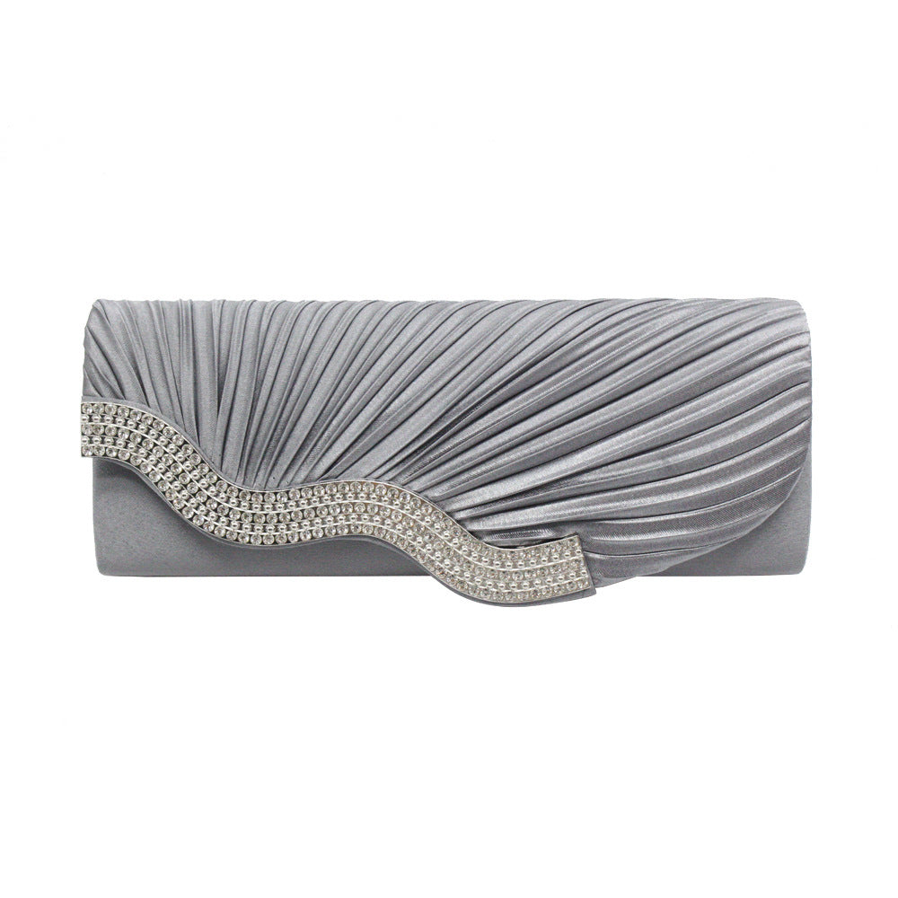 Rhinestone pleated clutch - Dana Fashion