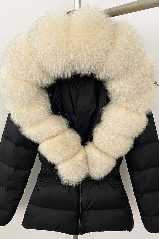 Short Women's Thickened Slim Fit Waist-tight Fur Down Jacket