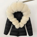 Short Slim Fit Fur Down Jacket 2026 - Women's Waist-Tight Winter Coat - DanaFashionstore