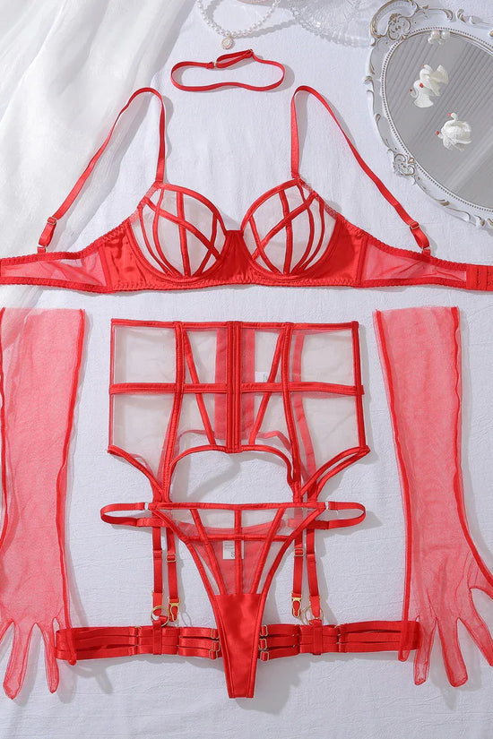 Summer Transparent Mesh Body Shaping Split Adjustment Type Sexy Lingerie Set - DanaFashionstore