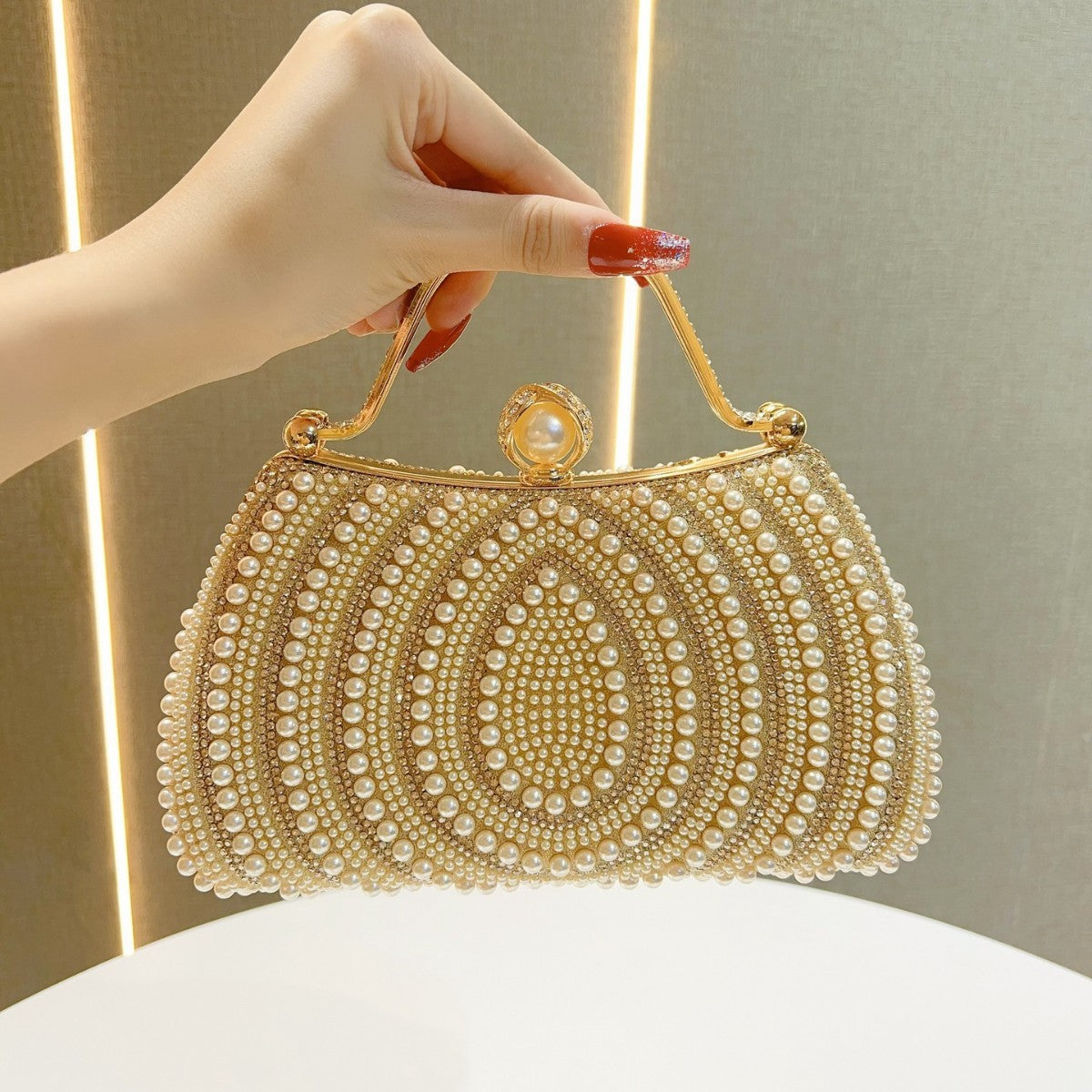 Women's Pearl Diamond Shoulder Handbag - Dana Fashion