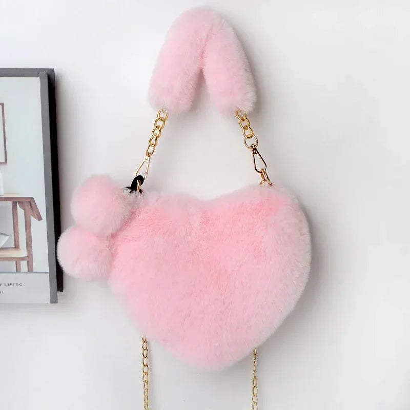 Love Bags Soft Plush Handbags Women Valentine's Day Party Bag - DanaFashionstore