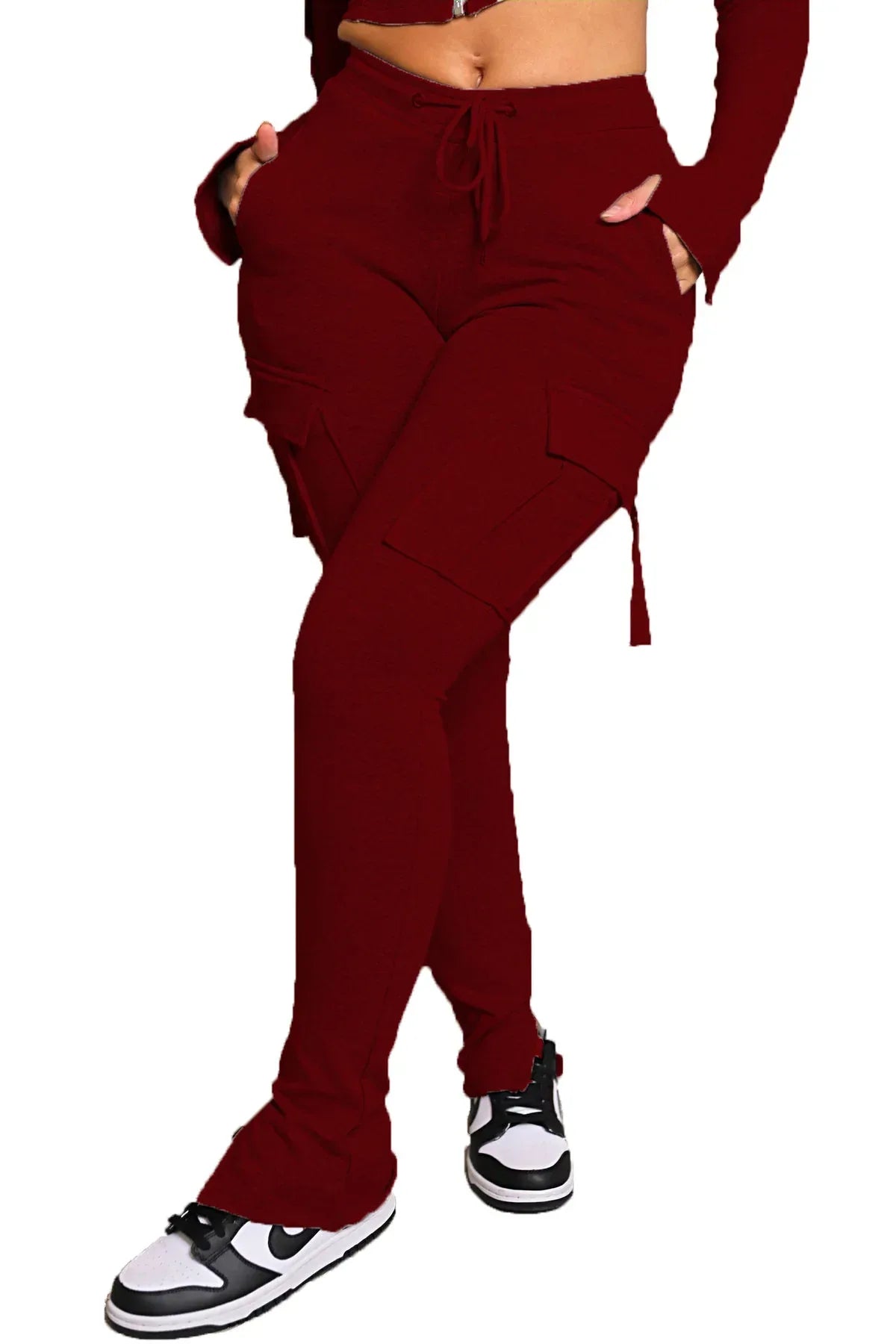 Cargo Pants With Pockets High Waist Drawstring Wide Leg Straight Trousers For Women Overalls - DanaFashionstore