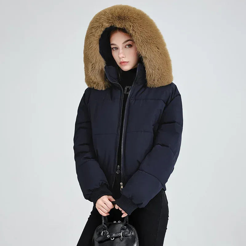 Women's Hooded Fur Collar Cotton Coat 2025 - Designer Padded Jacket - DanaFashionstore