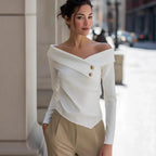 Autumn Elegant Women's Off-Shoulder Long Sleeve Shirt - DanaFashionstore