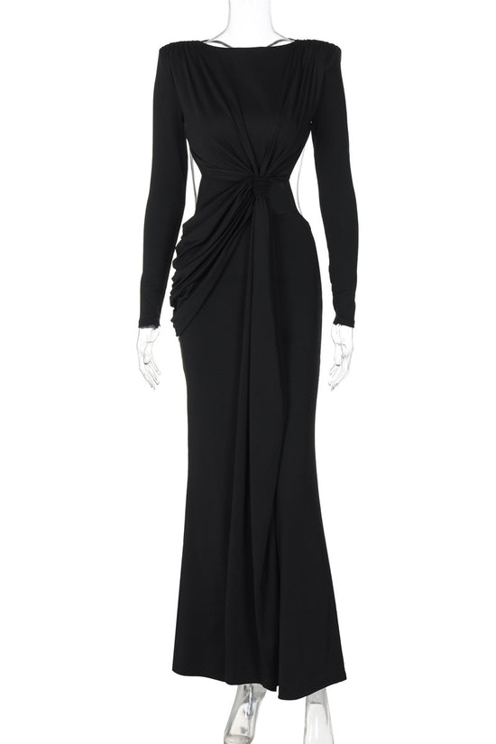 Women's Sexy Hot Girl Back Hollow-out Slim-fit Long Sleeve Dress