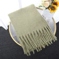 Macaron Solid Color Thick Braid Tassel Shawl - DanaFashionstore