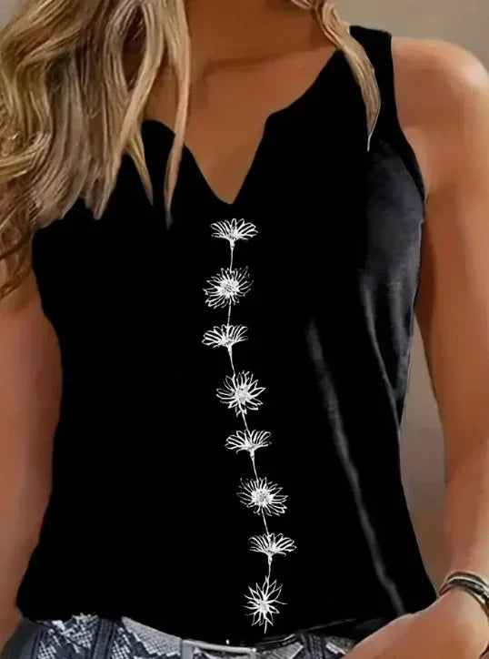 Floral Print Tank Top, Casual Notch Neck Summer Sleeveless Top, Women's Clothing - DanaFashionstore