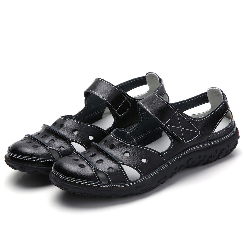 Hollow hole shoes leather mom shoes