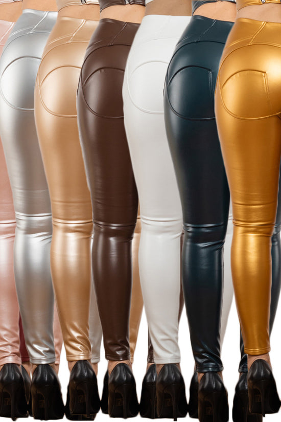 Shascullfites Melody High Waist White Leather Butt Lifting Pants Ladies Thermal Leggings With Zipper - Dana Fashion