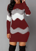 Mid-length Round Neck Long-sleeved Knit Bag Hip Bottoming Dress - DanaFashionstore