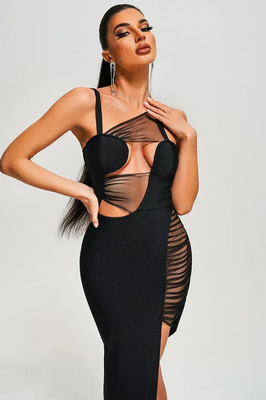 Slit Long Mesh See-through Irregular Dress - DanaFashionstore