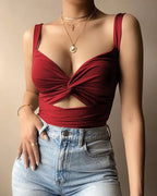 Fashion Twisted Elastic Lace V-neck Halter Sling - DanaFashionstore