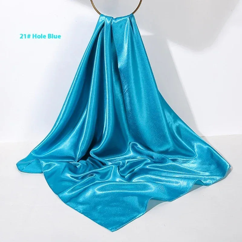 Pure Color Silk Scarf Artificial Silk 90cm Shiny Satin Shawl - DanaFashionstore