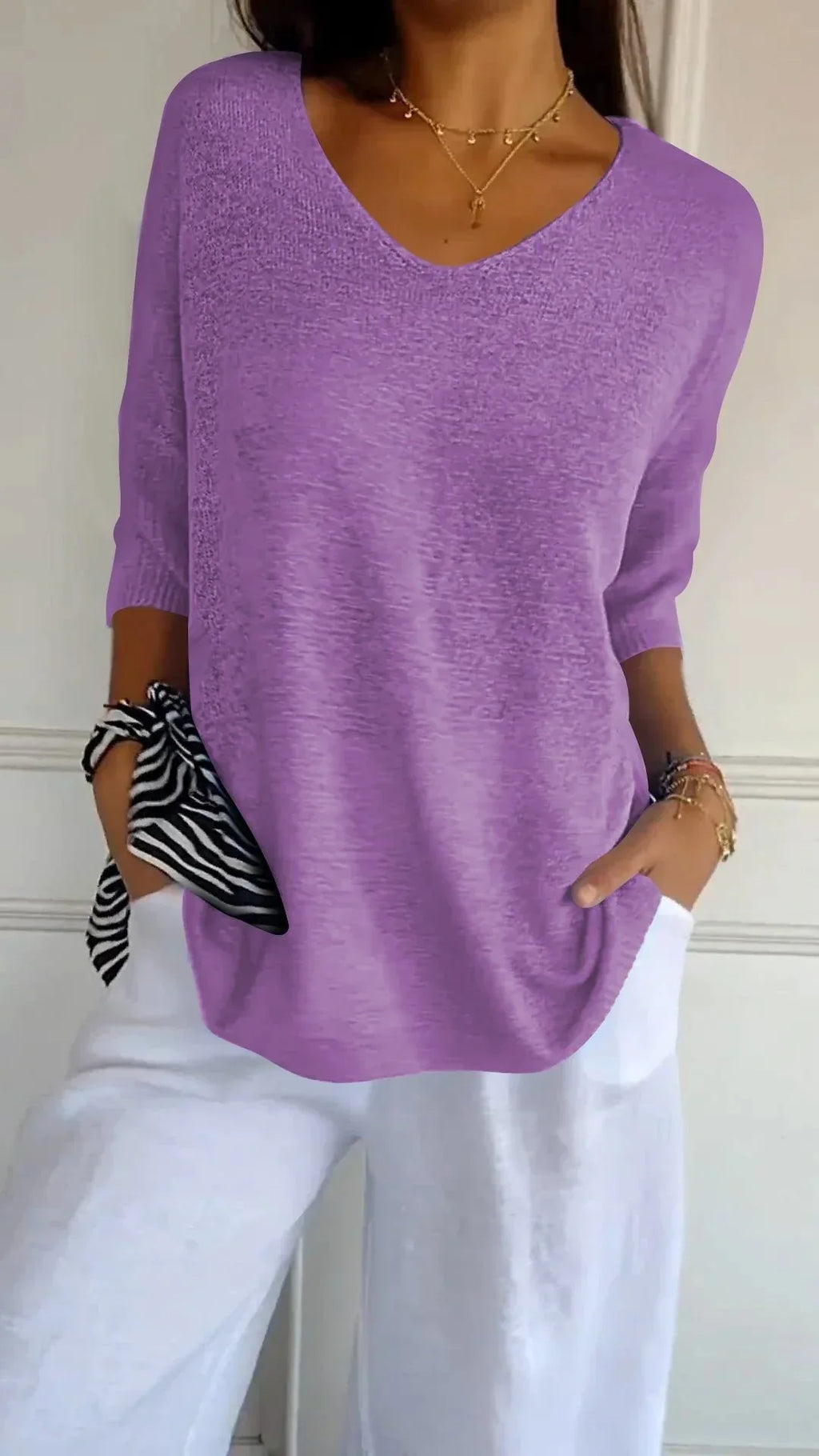 Solid Long Sleeve Sweater Slimming V-neckline Knitwear Women's Bottoming Shirt - DanaFashionstore