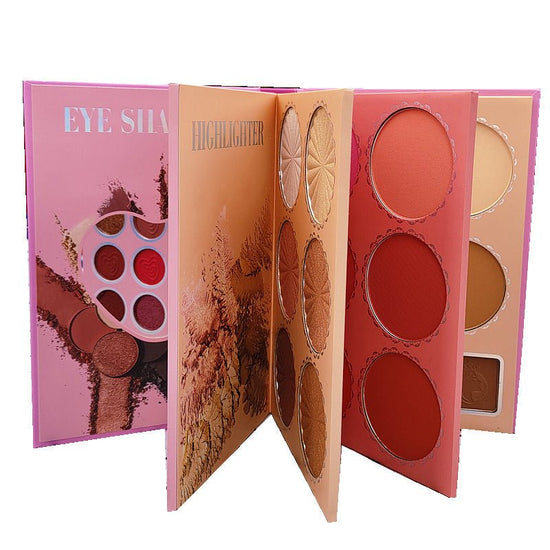43 Color Eyeshadow Tray Pearl Matte Glitter $40.75 Dana Fashion Color: Pink makeup Product Details: Color: Pink Texture: pearlescent, matte Product name: 43 color eyeshadow tray Size: 18.5cm*13cm*2.7cm Package contents: Eyeshadow Palette X1