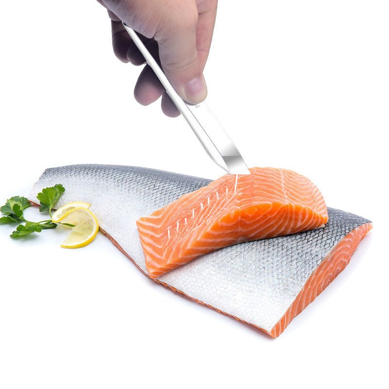 430 Stainless Steel Scale Removing Artifact Fish Killing Tool Kitchen Gadgets $9.50 Dana Fashion style: Flat clip Dana's Kitchen Product category: kitchen gadget set Specification: fish scale plane, flat mouth fish bone clip, oblique mouth fish bone clip
