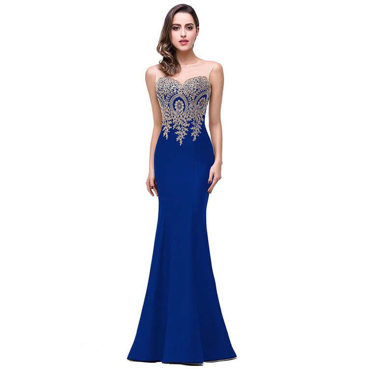 Amazon Europe dress sexy back hollow applique package hip dress fishtail skirt female perspective $56.41 Dana Fashion Color: Blue Size: L Women's clothing *Main fabric composition Polyester (polyester) * skirt type fishtail skirt *popular elements *Size S
