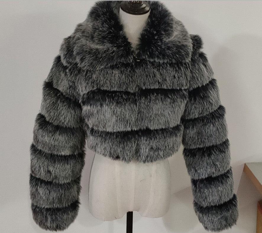 Women's Fur Coat Fox Fur Stitching Short Lapel Long Sleeve Coat - DanaFashionstore