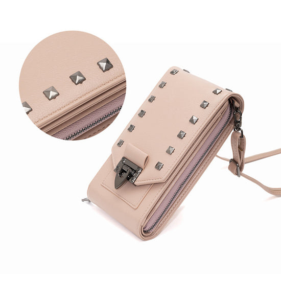 Rivet Design Shoulder Bags Mobile Phone Handbag Solid Color Crossbody Bags Women - Dana Fashion
