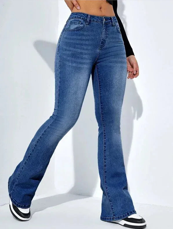 Women's Slim-fit Jeans Pants With Flared Design Fashion Casual High Waist Stretch Trousers - DanaFashionstore