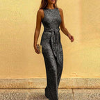 Sleeveless Sequined Silver Jumpsuit 2026 - Glamorous Party Jumpsuit - DanaFashionstore