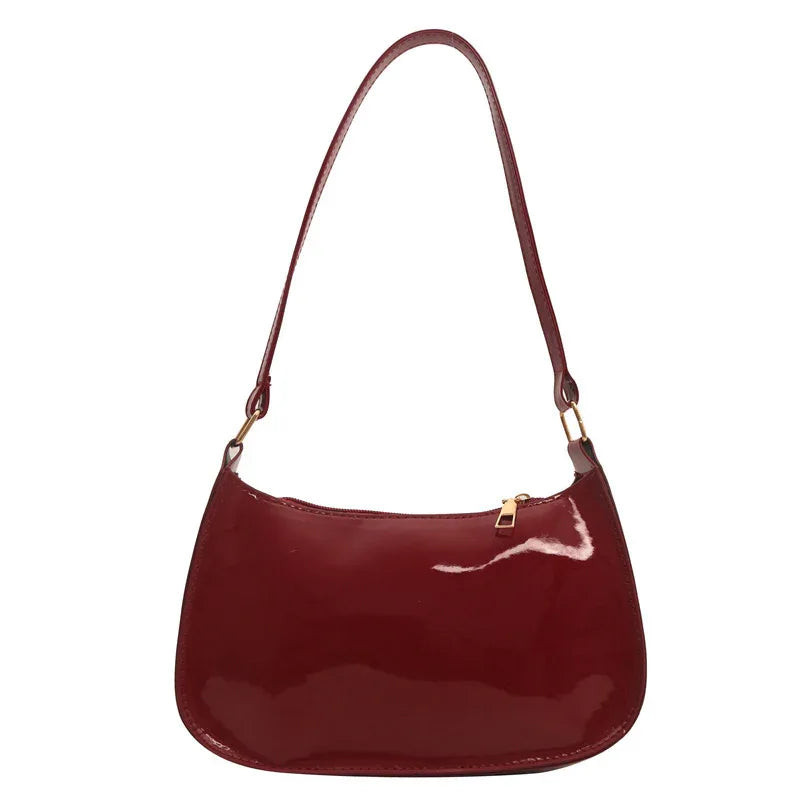 Underarm Bag Women's Portable Patent Leather Solid Color Glossy Crossbody Bag - DanaFashionstore