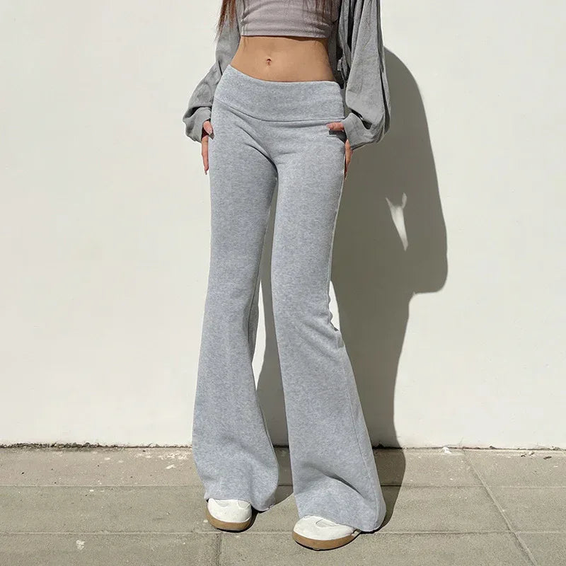 Autumn And Winter Solid Color Thin Velvet Casual Pants Low Waist Women - DanaFashionstore