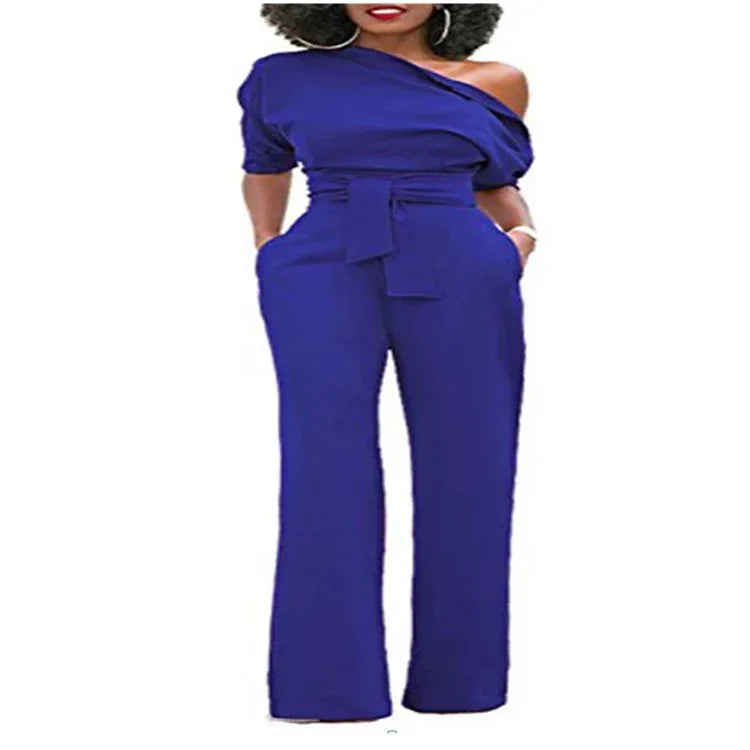 Off-Shoulder Buttoned Wide-Leg Pants 2026 - Casual Jumpsuit - DanaFashionstore