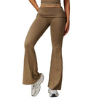 Wool Pleated Yoga Fold High Waist Running Sports Skinny Versatile Bell-bottom Pants Women - DanaFashionstore