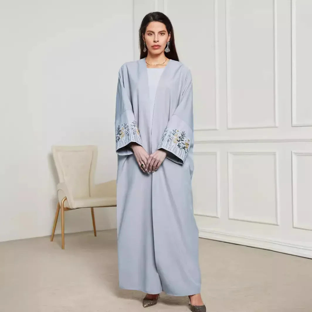 Middle East Muslim Embroidered Cardigan Dress Robe - Elegant Islamic Clothing - DanaFashionstore