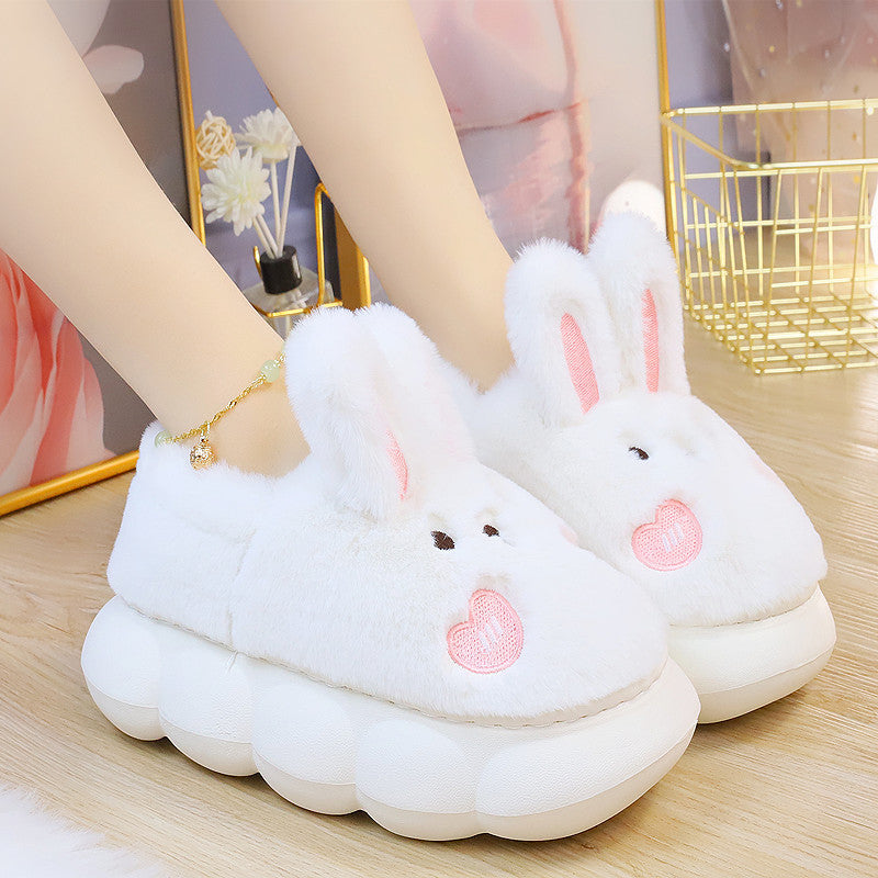New Rabbit Women's Cute Warm And Non Slip Plush Cotton Slippers