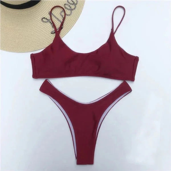 Women's Simple Clean Solid Color Bikini Swimsuit - DanaFashionstore