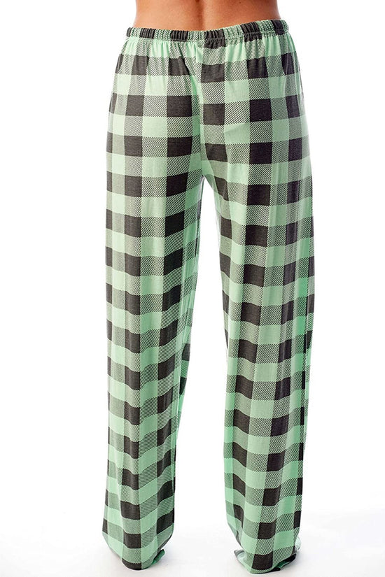Drawstring Plaid Print Trousers Casual Loose Sports Home Pants Women