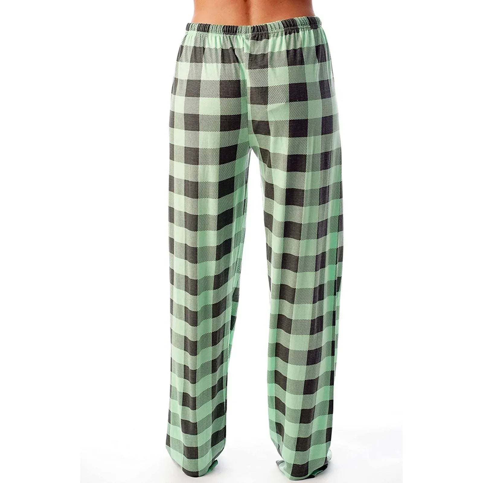 Drawstring Plaid Print Trousers Casual Loose Sports Home Pants Women - DanaFashionstore