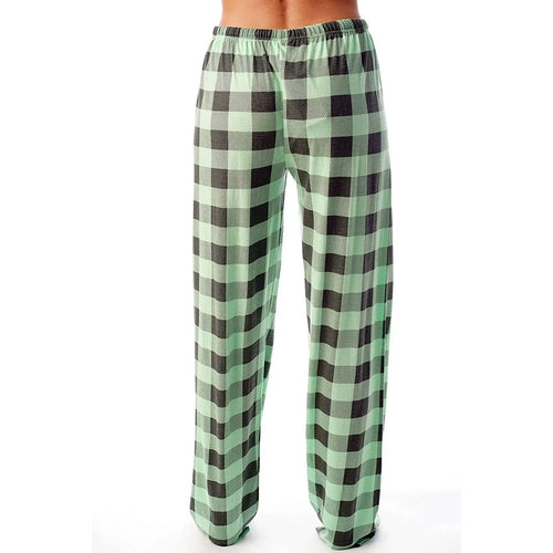 Drawstring Plaid Print Trousers Casual Loose Sports Home Pants Women - DanaFashionstore