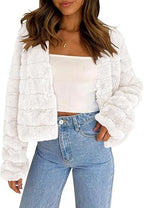 Faux Fur Long Sleeve Front Cardigan Short Coat