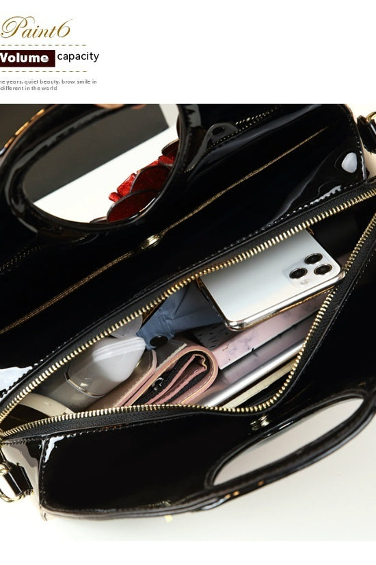 Personalized Flower Dumpling Niche Handbag Versatile Patent Leather Messenger Bag - Dana Fashion