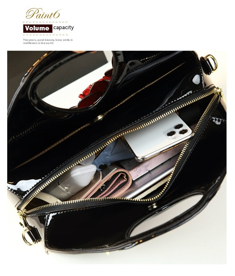 Personalized Flower Dumpling Niche Handbag Versatile Patent Leather Messenger Bag - Dana Fashion