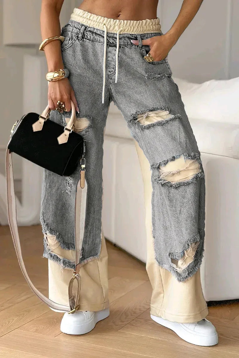 Fashion Ins European And American Street Stitching Pants - DanaFashionstore