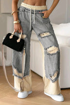 Fashion Ins European And American Street Stitching Pants - DanaFashionstore