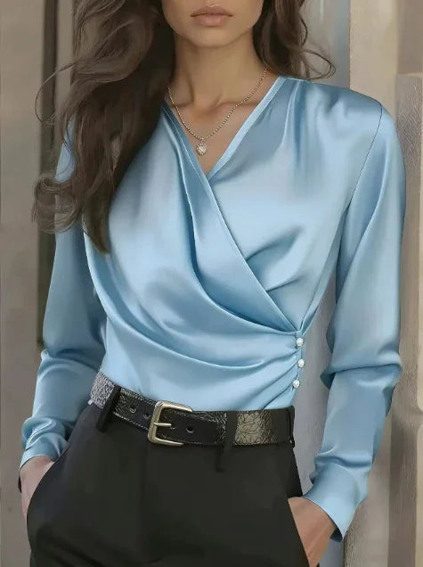 French Light Luxury V-neck Slim Fit Ins Style Versatile Shirt - DanaFashionstore