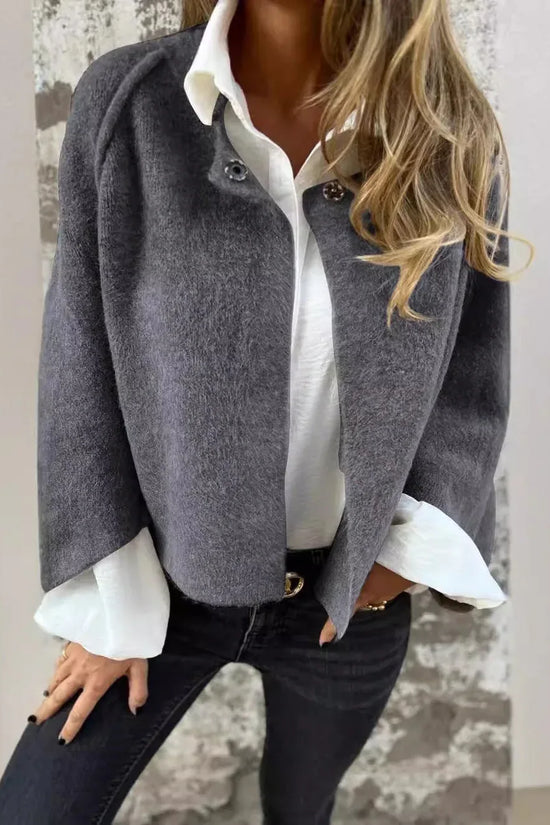 Women's Batwing Sleeve Cardigan Ins Fashion Cropped Jacket Tops Autumn And Winter Loose Short Cashmere Coat - DanaFashionstore