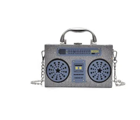 Sequins box bag radio handbag bright surface Harajuku wind Messenger bag - DanaFashionstore