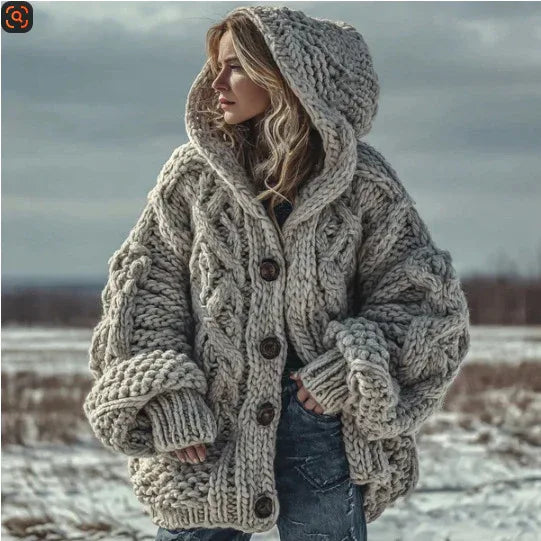 Women's Skin-friendly, Anti-pilling Knitted Cardigan With A Round Neckline, Loose Fit, And Long Length - DanaFashionstore