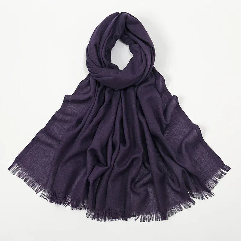 Flat Slub Cotton Solid Color Scarf Breathable Monochrome - DanaFashionstore