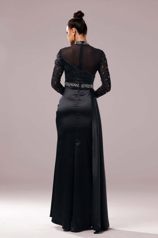 Long Sleeve Slim-fit Sheath Pearl Banquet Fishtail Evening Dress $129.99 Dana Fashion Color: Black Size: L Women's clothing Product information: Pattern: solid color Skirt type: hip skirt Color: Black Waist type: high waist Size: S,M,L,XL Style type: Eleg
