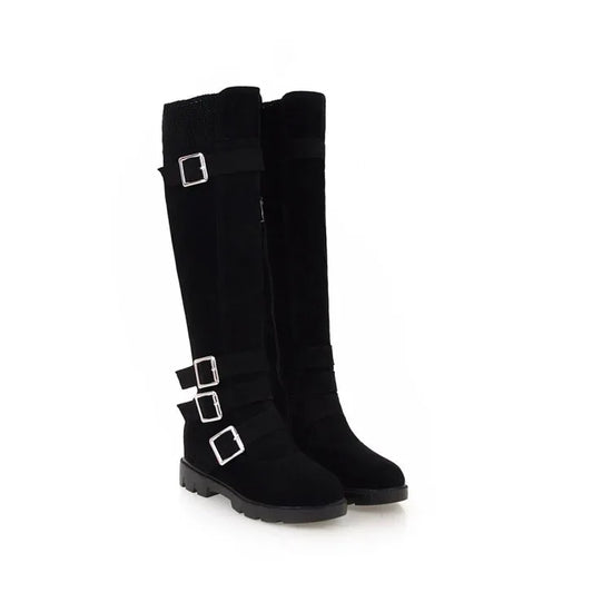 British Belt Buckle High Top Martin Boots Women - DanaFashionstore