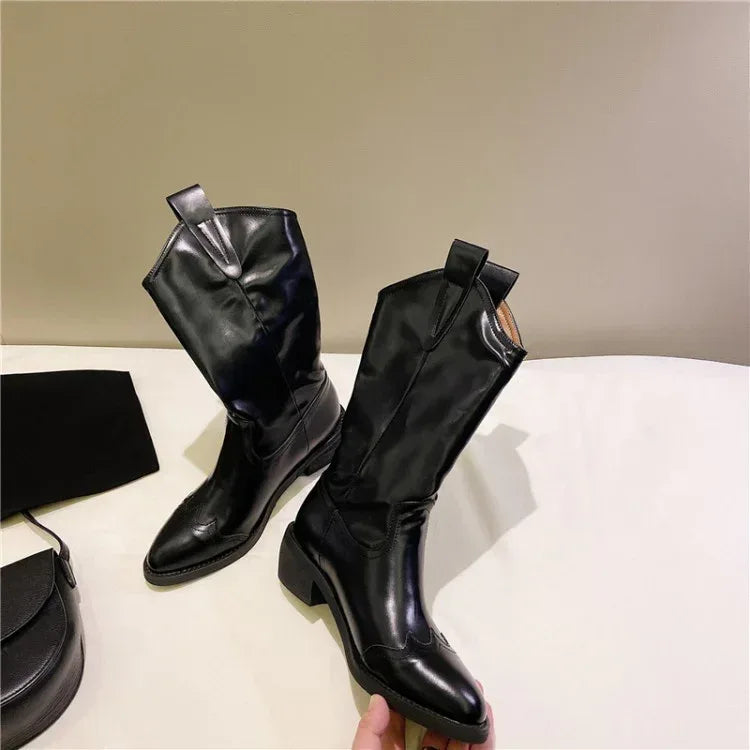 European And American Vintage Western Cowboy Boots For Autumn And Winter - DanaFashionstore